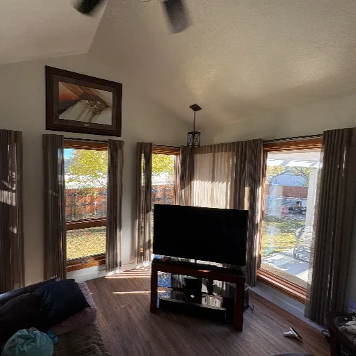 Luminette Ella in a living room with large television 